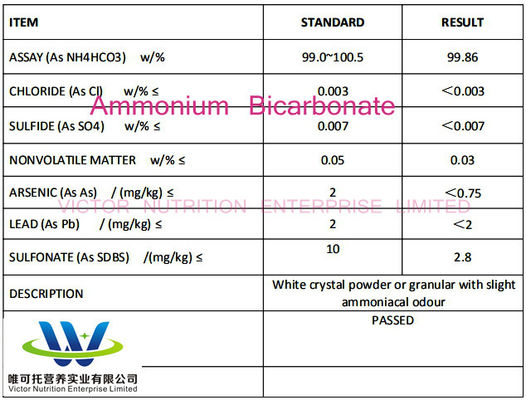 Ammoniumbicarbonaat CH5no3 Voedingsmiddelenbakkerijadditieven Zwellingsmiddel CAS 1066-33-7