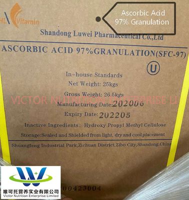 Luwei Cspc Huazhong Vitamine C DC97 Ascorbinezuur 97% Granulatie Gecoat 97% Formule C6H8O6