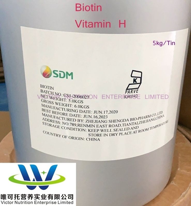 Papierverpakkingsmateriaal Biotine 98% Vitamine H Vitamine B7 D-Biotine CAS nr. 58-85-5